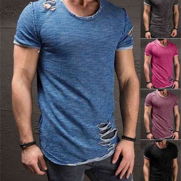 mens casual t-shirt summer european and american round neck t-shirt hem short sleeve ripped male top, White;black
mens casual t-shirt summer european and american round neck t-shirt hem short sleeve ripped male top, White;black