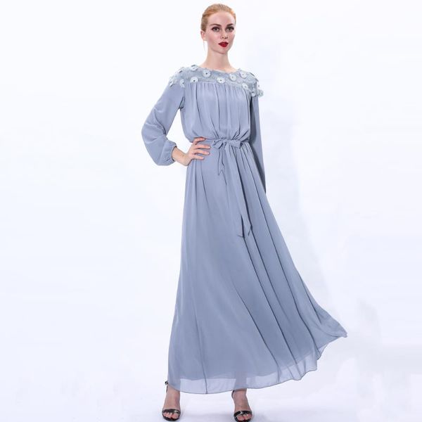 casual dresses summer girls long sleeve ruffled elastic cuff sweet daisy embroidery pleated chiffon maxi dress with waist belt muslim fashio, Black;gray
casual dresses summer girls long sleeve ruffled elastic cuff sweet daisy embroidery pleated chiffon maxi dress with waist belt muslim fashio, Black;gray