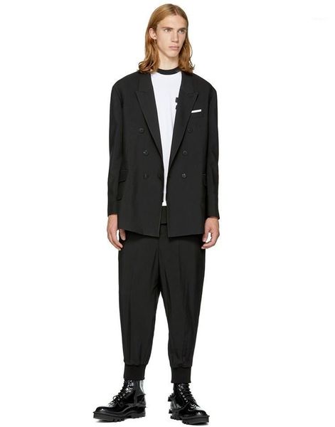 men's pants homemade casual harems for autumn and winter., Black