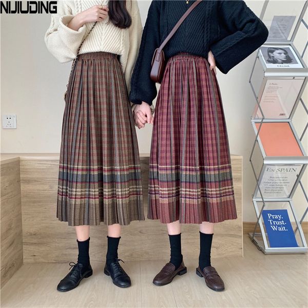 autumn winter retro woolen a- line skirt women elastic high waist plaid pleated mid-calf midi skirts mujer faldas plus size 210514, Black
autumn winter retro woolen a- line skirt women elastic high waist plaid pleated mid-calf midi skirts mujer faldas plus size 210514, Black