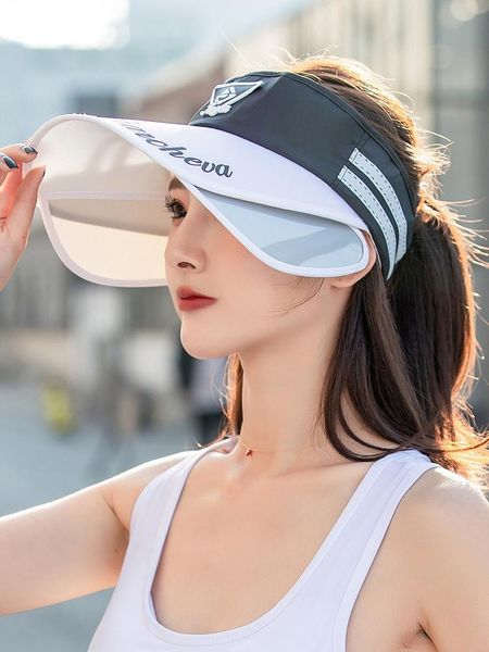 berets summer women brim widening empty visor hats adjustable letter embroidery sports style female sunshade caps bicycle sun hat, Blue;gray
berets summer women brim widening empty visor hats adjustable letter embroidery sports style female sunshade caps bicycle sun hat, Blue;gray
