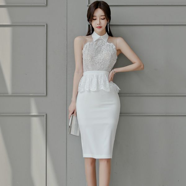 casual dresses summer women ruffles pencil koran fashion lace patchwork sleeveless turn down collar bodycon work 1or0, Black;gray
casual dresses summer women ruffles pencil koran fashion lace patchwork sleeveless turn down collar bodycon work 1or0, Black;gray