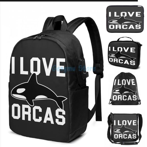 funny graphic print i love orcas usb charge backpack men school bags women bag travel laptop
funny graphic print i love orcas usb charge backpack men school bags women bag travel laptop