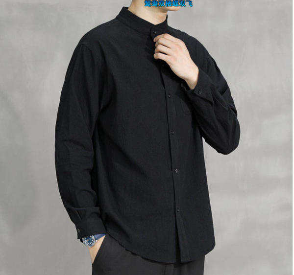 men's casual shirts autumn solid color long sleeves stand collar shirt men korean trend large size, White;black
men's casual shirts autumn solid color long sleeves stand collar shirt men korean trend large size, White;black