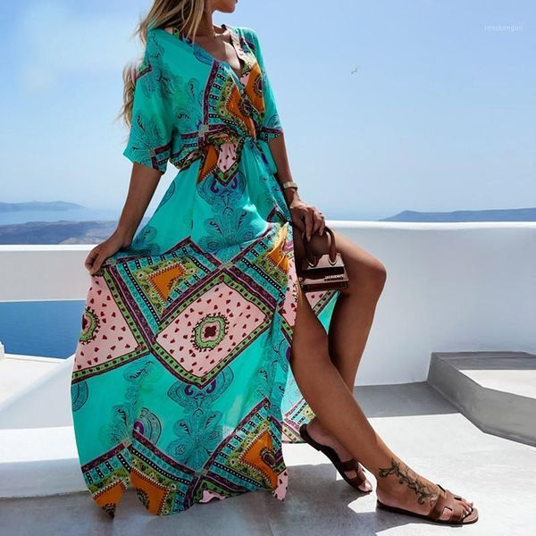 women's swimwear casual loose vintage print lace-up boho beach long dress summer women v-neck half sleeve holiday cardigan beachwear ve, White;black
women's swimwear casual loose vintage print lace-up boho beach long dress summer women v-neck half sleeve holiday cardigan beachwear ve, White;black