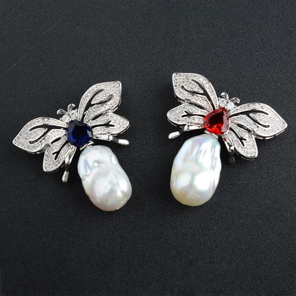 pins, brooches women's butterfly white keshi pearl brooch, Gray 
pins, brooches women's butterfly white keshi pearl brooch, Gray