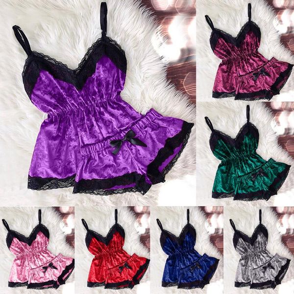 women's sleepwear women v-neck eyelash lace stain camisole pajamas bowknot shorts set pyjama sleeveless pijama sleep, Black;red
women's sleepwear women v-neck eyelash lace stain camisole pajamas bowknot shorts set pyjama sleeveless pijama sleep, Black;red