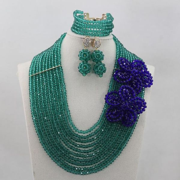 earrings & necklace teal green nigerian wedding african bead jewelry set royal blue crystal bridesmaid flower broach qw100, Silver
earrings & necklace teal green nigerian wedding african bead jewelry set royal blue crystal bridesmaid flower broach qw100, Silver