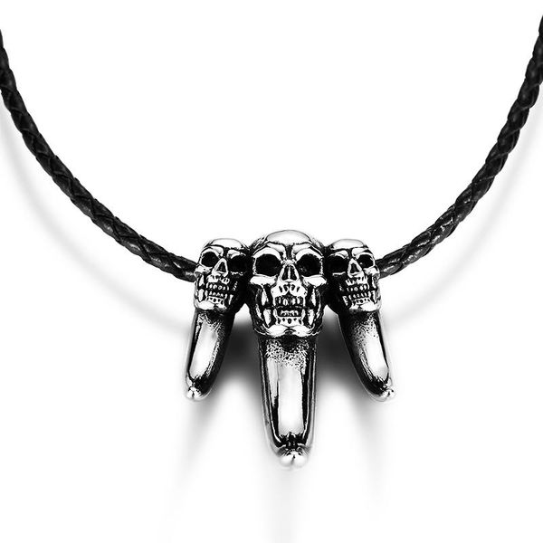 pendant necklaces punk biker 3 skull claw necklace stainless steel high polished fashion jewelry for man, Silver
pendant necklaces punk biker 3 skull claw necklace stainless steel high polished fashion jewelry for man, Silver
