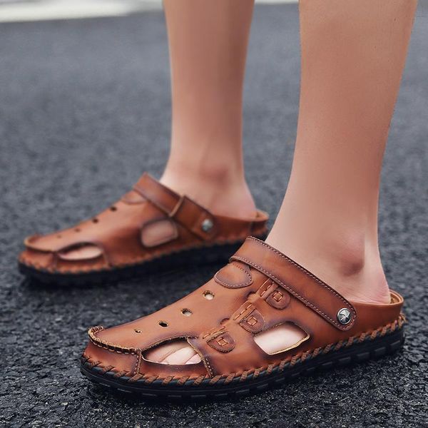 sandals summer men slippers walking beach sandalias genuine leather men's handmade classic outdoor roman size 38-44, Black
sandals summer men slippers walking beach sandalias genuine leather men's handmade classic outdoor roman size 38-44, Black