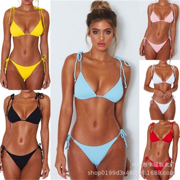 Women' Bikini Swimwear 6-color Pit Strap, White
