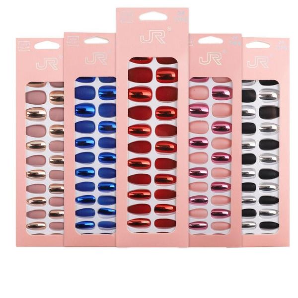 false nails 24pcs/box matte mirror fake with glue full cover shiny detachable nail art tips punk style press on decoration, Red;gold
false nails 24pcs/box matte mirror fake with glue full cover shiny detachable nail art tips punk style press on decoration, Red;gold