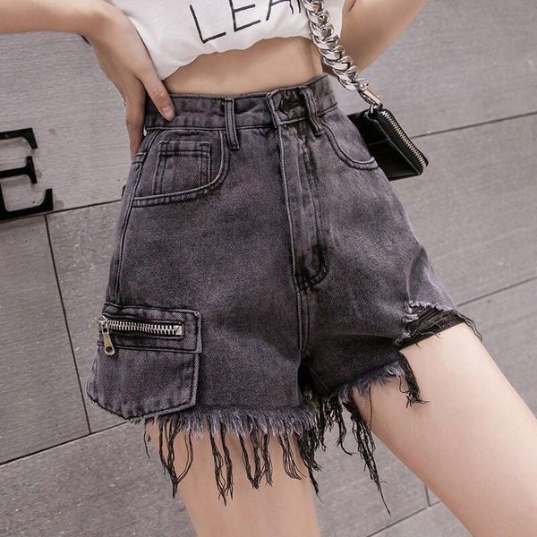 women's jeans korean style irregular burrs tassel hem denim shorts button wide-legged woman pants high waist female students short, Blue
women's jeans korean style irregular burrs tassel hem denim shorts button wide-legged woman pants high waist female students short, Blue