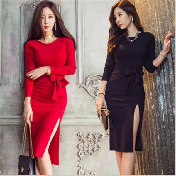 casual dresses bottoming slit o-neck solid slim bodycon sashes decoration dress female women donne si vestono vestido de mujer, Black;gray
casual dresses bottoming slit o-neck solid slim bodycon sashes decoration dress female women donne si vestono vestido de mujer, Black;gray