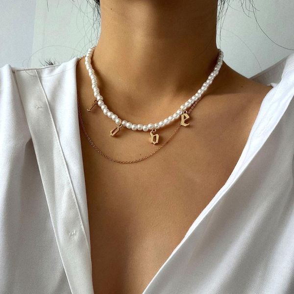 chokers vintage multi-layer letter simulation pearl choker for women fashion gold color pendants necklaces jewelry wedding collier femme, Golden;silver
chokers vintage multi-layer letter simulation pearl choker for women fashion gold color pendants necklaces jewelry wedding collier femme, Golden;silver