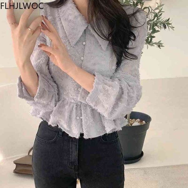 women's blouses & shirts 2021chic korea japanese style girls single breasted button peplum cute ruffled ib4e, White
women's blouses & shirts 2021chic korea japanese style girls single breasted button peplum cute ruffled ib4e, White