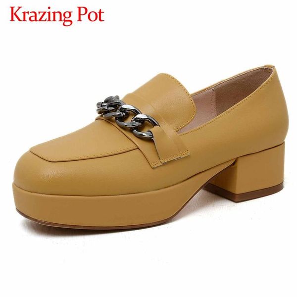 krazing pot british school full grain leather chain decorations platform square toe thick med heel slip on dress women pumps l86 shoes, Black
krazing pot british school full grain leather chain decorations platform square toe thick med heel slip on dress women pumps l86 shoes, Black