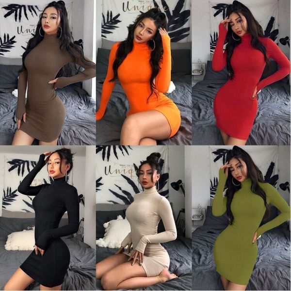 9 colors fashion women bodycon dress autumn long sleeve solid color dresses ladies high collar casual dress fall female dresses dhl, Black;gray
9 colors fashion women bodycon dress autumn long sleeve solid color dresses ladies high collar casual dress fall female dresses dhl, Black;gray