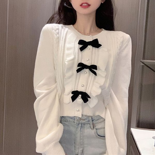 t shirt cardigan 2021 spring single breasted bows beaded white/black knitted cropped cute sweater jersey
t shirt cardigan 2021 spring single breasted bows beaded white/black knitted cropped cute sweater jersey