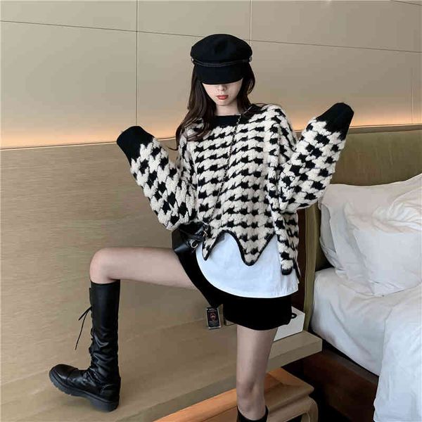 jxmyy new product autumn and winter retro irregular hem wavy houndstooth pattern lazy loose pullover thick sweater women 210412, White;black
jxmyy new product autumn and winter retro irregular hem wavy houndstooth pattern lazy loose pullover thick sweater women 210412, White;black