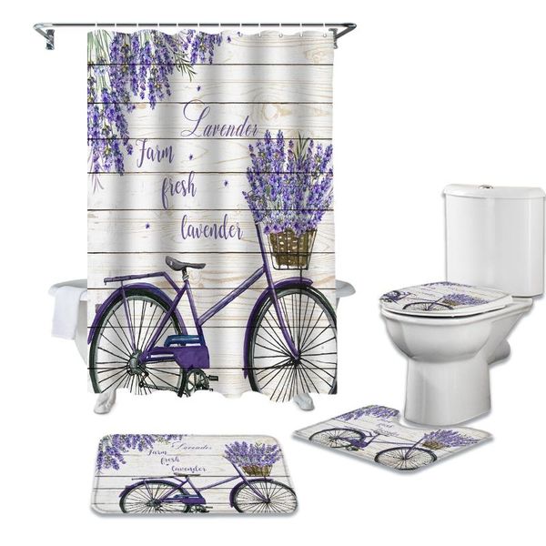 pastoral style lavender bicycle shower curtain set carpet cover toilet bath mat home decor bathroom curtains
pastoral style lavender bicycle shower curtain set carpet cover toilet bath mat home decor bathroom curtains