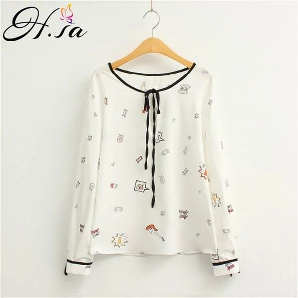 spring women white blouse and bow tie cartoon printed fashion blouses steetwear loose summer 210430
spring women white blouse and bow tie cartoon printed fashion blouses steetwear loose summer 210430