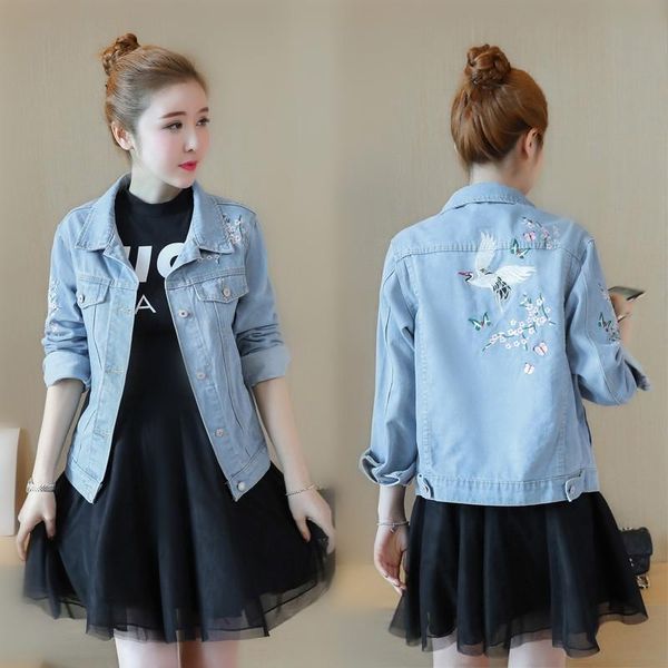women's jackets denim jacket short spring autumn jeans coat female 2021 korean floral blue coats and women lw554, Black;brown
women's jackets denim jacket short spring autumn jeans coat female 2021 korean floral blue coats and women lw554, Black;brown