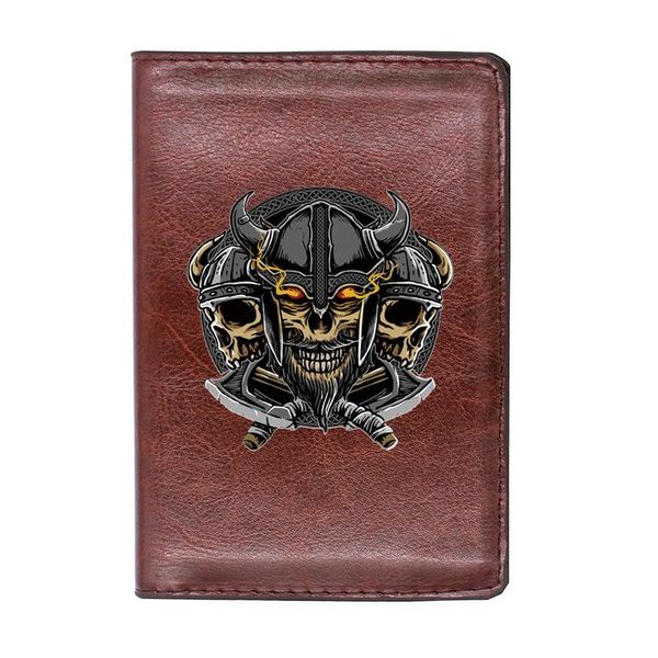 card holders leather norse mythology odin skull printing men women passport cover slim travel id holder wallet, Brown;gray
card holders leather norse mythology odin skull printing men women passport cover slim travel id holder wallet, Brown;gray