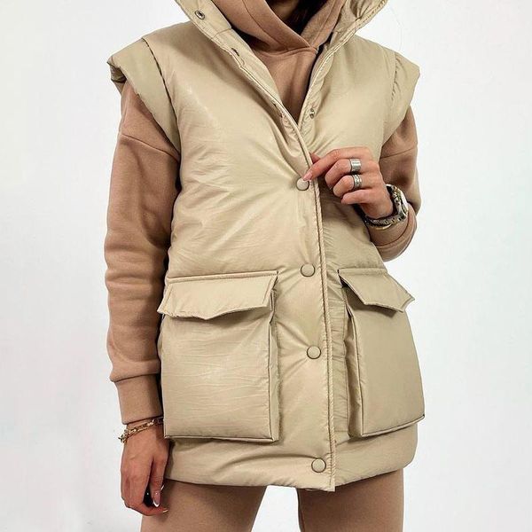 women's vests floy fashion loose stand collar women elegant solid faux leather coats wide shoulders pockets cotton ladies, Black;white
women's vests floy fashion loose stand collar women elegant solid faux leather coats wide shoulders pockets cotton ladies, Black;white