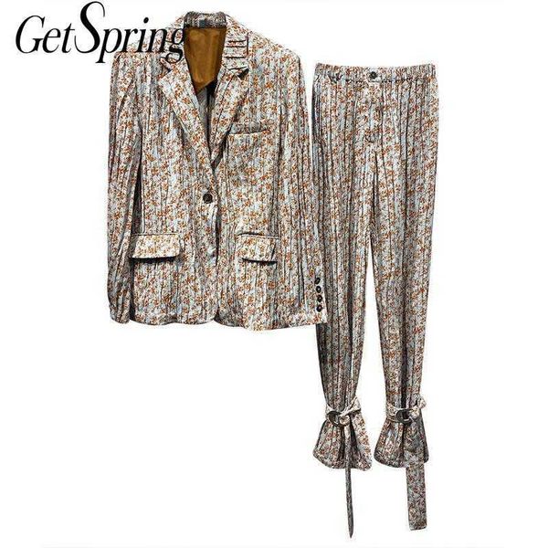 getspring women sets retro pants single button pleated print blazer with long two piece and 210601, White;black
getspring women sets retro pants single button pleated print blazer with long two piece and 210601, White;black