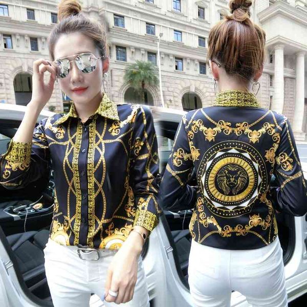 new luxury women's baroque print shirts plus size long sleeve lapel neck runway ladies vintage button blouse slim office designer shirt, White
new luxury women's baroque print shirts plus size long sleeve lapel neck runway ladies vintage button blouse slim office designer shirt, White