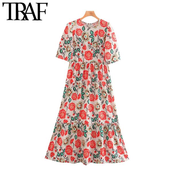 traf women chic fashion floral print ruffled midi dress vintage short sleeve back zipper female dresses vestidos mujer 210415, Black;gray
traf women chic fashion floral print ruffled midi dress vintage short sleeve back zipper female dresses vestidos mujer 210415, Black;gray