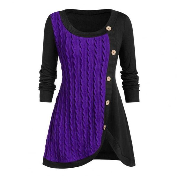 women's sweaters long sleeve solid color pullover women sweater autumn winter buttons decor irregular stitching twist streetwear, White;black
women's sweaters long sleeve solid color pullover women sweater autumn winter buttons decor irregular stitching twist streetwear, White;black