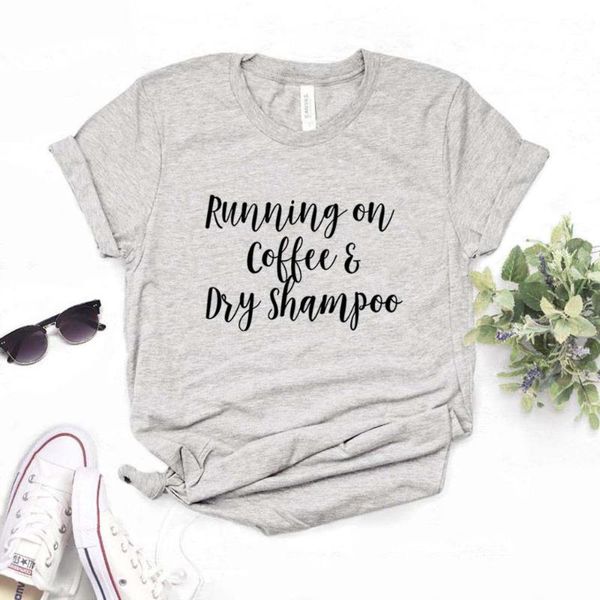 women's t-shirt unning on coffee and dry shampoo print women tshirts cotton casual funny t shirt for lady yong girl tee hipster fs-187, White
women's t-shirt unning on coffee and dry shampoo print women tshirts cotton casual funny t shirt for lady yong girl tee hipster fs-187, White