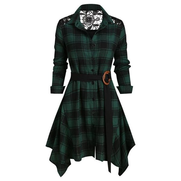 plus size plaid belts women shirts dress 3xl lace pacthwork asymmetric turn down collar long sleeves casual vestidos dresses, Black;gray
plus size plaid belts women shirts dress 3xl lace pacthwork asymmetric turn down collar long sleeves casual vestidos dresses, Black;gray