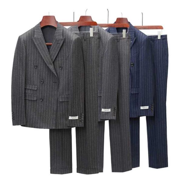 men's suits & blazers double breasted for men gray navy blue striped gentleman male suit two pieces mens grooming latest coat pant desi, White;black
men's suits & blazers double breasted for men gray navy blue striped gentleman male suit two pieces mens grooming latest coat pant desi, White;black
