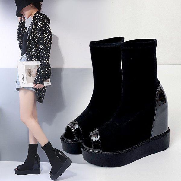 boots fish mouth sandals women 2021summer thick bottoms increase elastic short thin slope with high-heeled single 11cm, Black
boots fish mouth sandals women 2021summer thick bottoms increase elastic short thin slope with high-heeled single 11cm, Black