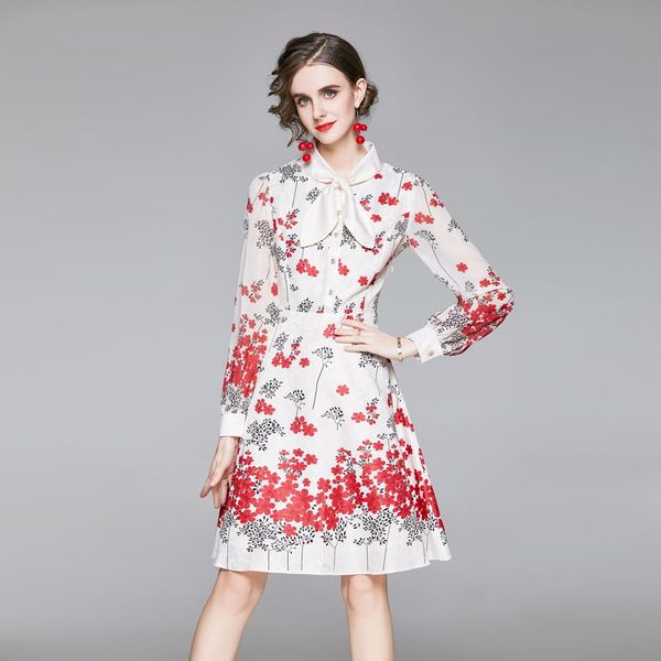 casual dresses fashion 2021 runway designers women spring dress long sleeve elegant bow collar floral vestido aline party robe femme, Black;gray
casual dresses fashion 2021 runway designers women spring dress long sleeve elegant bow collar floral vestido aline party robe femme, Black;gray