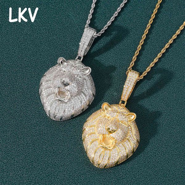 hip hop lion head pendant with zircon inlaid two color personality men's necklace, Silver
hip hop lion head pendant with zircon inlaid two color personality men's necklace, Silver