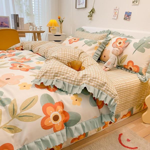 bedding sets luxury nordic style set, pure cotton bed 4pcs plant printing lotus leaf lace set small floral quilt cover linen
bedding sets luxury nordic style set, pure cotton bed 4pcs plant printing lotus leaf lace set small floral quilt cover linen