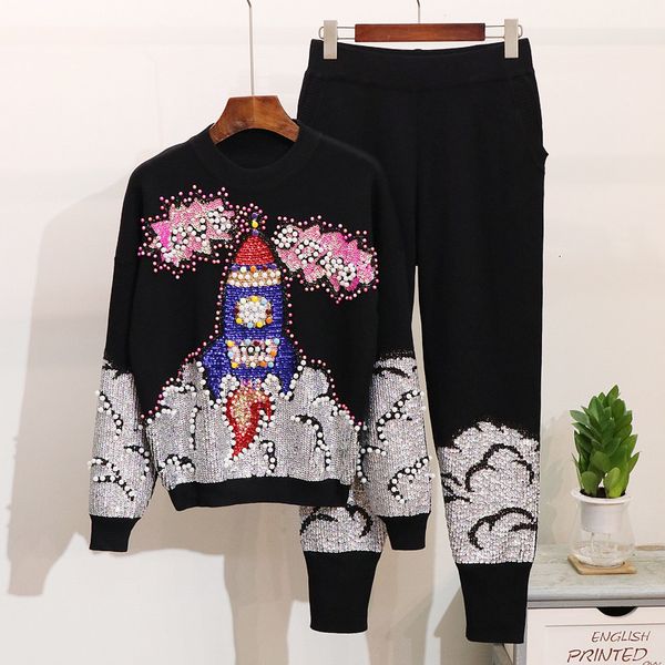 women's two piece pants tracksuit pullover autumn winter sequin beading letter loose knitwear + casual long 2 piece set g386 fudw, White
women's two piece pants tracksuit pullover autumn winter sequin beading letter loose knitwear + casual long 2 piece set g386 fudw, White