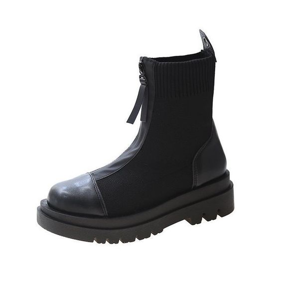 women's martin boots 2021 spring autumn knitted thick soled single boot/ dlj80208, Black
women's martin boots 2021 spring autumn knitted thick soled single boot/ dlj80208, Black