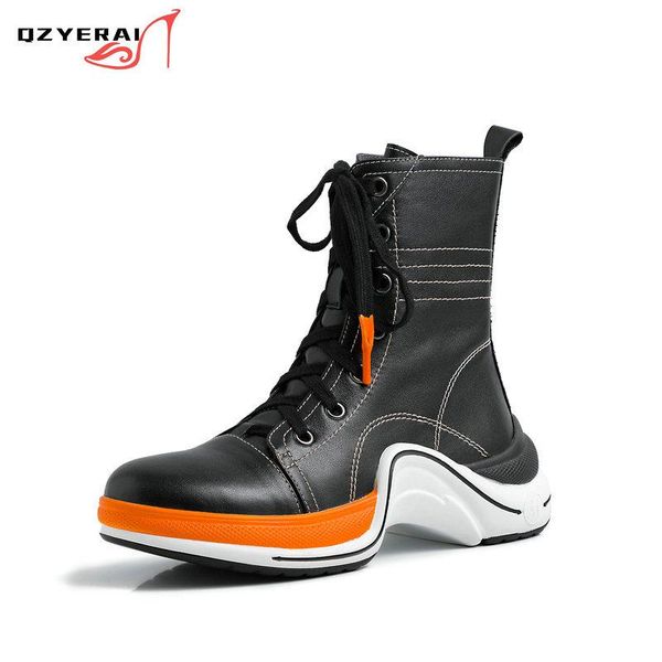 boots qzyerai genuine leather motorcycle ridged sole chunky autumn winter shoes women sneakers, Black
boots qzyerai genuine leather motorcycle ridged sole chunky autumn winter shoes women sneakers, Black