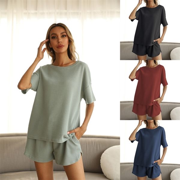 casual solid women's two piece suit summer elastic waist solid color leisure pajamas set women 2 suit o-neck 210508, White
casual solid women's two piece suit summer elastic waist solid color leisure pajamas set women 2 suit o-neck 210508, White