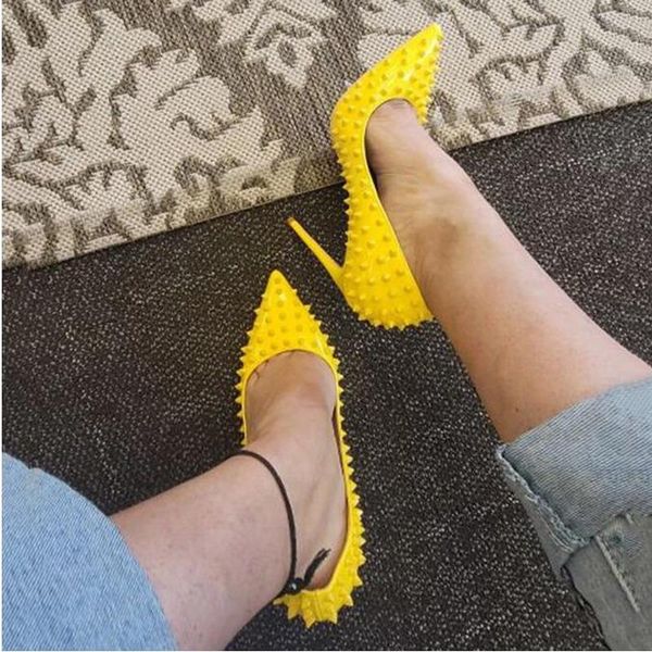 dress shoes classic yellow full spikes women pointy toe stiletto high heels size 33-45 punk rivets slip on pumps ladies party, Black
dress shoes classic yellow full spikes women pointy toe stiletto high heels size 33-45 punk rivets slip on pumps ladies party, Black