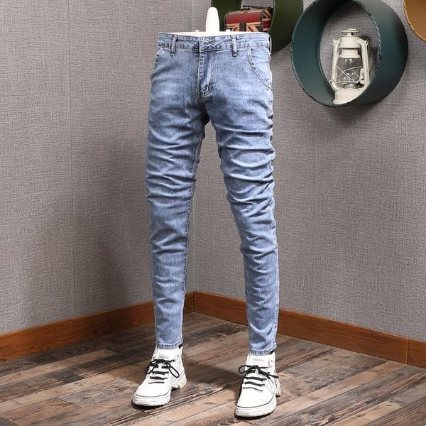 men's jeans ly designer fashion men retro light blue slim fit elastic casual denim pencil pants korean style youth street
men's jeans ly designer fashion men retro light blue slim fit elastic casual denim pencil pants korean style youth street
