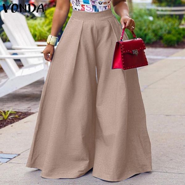 women's pants & capris wide leg with pockets vonda 2021 women casual solid pleated high waist trousers ol office overalls female street, Black;white
women's pants & capris wide leg with pockets vonda 2021 women casual solid pleated high waist trousers ol office overalls female street, Black;white