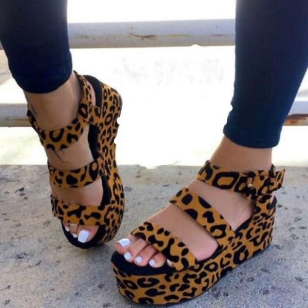 women summer sandals leopard ankle strap buckle high wedges heel mid platform 2021 fashion female ladies shoes zapatos de mujer, Black
women summer sandals leopard ankle strap buckle high wedges heel mid platform 2021 fashion female ladies shoes zapatos de mujer, Black