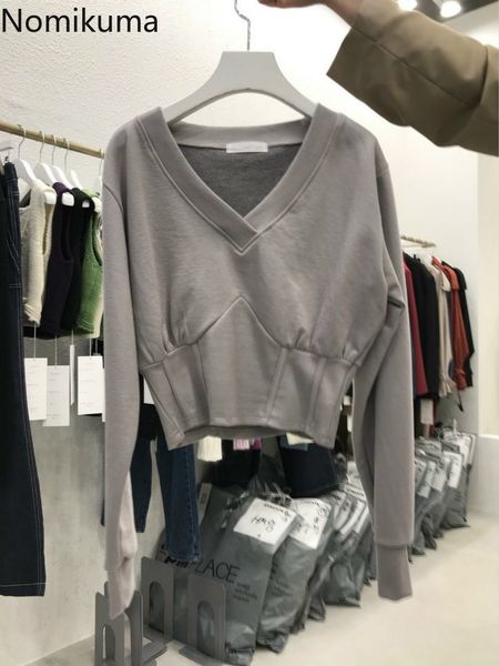 nomikuma korea solid high waist short pullover sweatshirt long sleeve v-neck slim crop hoodie autumn women jumper 6c858 210427, Black
nomikuma korea solid high waist short pullover sweatshirt long sleeve v-neck slim crop hoodie autumn women jumper 6c858 210427, Black