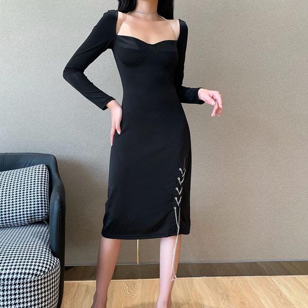 casual dresses fashion women's dress leisure square neck pullover solid color stitching knitted chain split donsignet, Black;gray
casual dresses fashion women's dress leisure square neck pullover solid color stitching knitted chain split donsignet, Black;gray